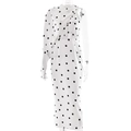 Elegantes weißes Maxikleid mit schwarzen Punkten und asymmetrischem One-Shoulder-Design - L / Weiß