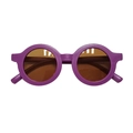 Toddler round purple matte sunglasses with dark lenses for children aged 1-8 years - Frosted Purple Frame Tea Lens
