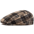 Gorra plana retro de cuadros marrones y negros en algodón lavado estilo vintage y2k - Ajustable (55-59cm) / Cuadros Caqui