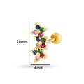 Clou d'oreille cartilage fleur papillon en zircon coloré, finition dorée de 10mm - Style Éventail Latéral (0162-2#) / Jaune d'Or