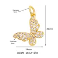 Golden butterfly charm pendant with clear zircon inlay measuring 20mm by 14mm - Orange Red L358630-Gold