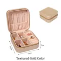 Portable PU leather travel jewelry box for rings in golden finish, 10x10x5cm size - Plain Gold
