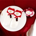 Winter snowman coral fleece socks in red and white with transparent gift ball packaging - Kids Size (Without Ball) / Scarf Snowman