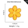 Yellow flower towel embroidery patch with white border and heat adhesive backing - Polyester/Hot Melt Adhesive / 11-Yellow Yarn Flower