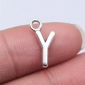 Silver alloy letter Y pendant charm for DIY jewelry making 16mm accessory - Letter Y (B15678) / Antique Silver