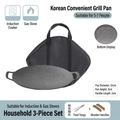 33cm non-stick Korean BBQ grill pan set with carry bag, food tongs and wooden handles - 33cm Universal Model + Dedicated Bag + Clip + Handle