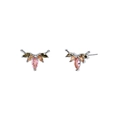 Elegant silver fan-shaped stud earrings with colorful marquise-cut zircon stones - Silver Style 27-Multi-Color Zirconia