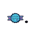 Runder blauer Emaille-Pin mit It's fine Everything's fine Text und Herzen - It's fine Everything's fine