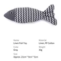Linen cat toy fish with grey wave pattern and catnip filling, 21cm simulation fish toy - Light Gray / Individual Packaging