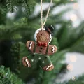 Décoration de sapin de Noël bonhomme de pain d'épices avec chapeau, taille 6x8,5 cm - Bonhomme de Pain d'Épices Style E (APYX196-5)