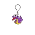 Cartoon purple and yellow PVC snake keychain with pink stars and plastic clip charm - Plastic Ring Style 3 (Purple Star Snake)