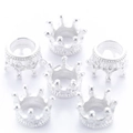 Close-up of silver crown alloy charms for DIY jewelry making on white background - Bright Silver