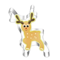 Macro detail of reindeer shaped stainless steel cookie cutter for Christmas baking - Reindeer 7328