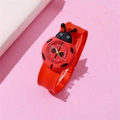 Cute red ladybug cartoon pop watch for kids with silicone strap and flip cover design - Ladybug