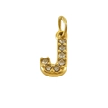 Gold stainless steel letter J pendant with sparkling crystal inlay for necklace - Letter J