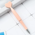 Peach pink heart-shaped twist ballpoint pen with a sleek metallic silver ring accent - Light Pink