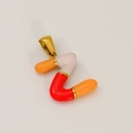 Dopamine style colorful enamel letter Z pendant in gold stainless steel finish - Z-Single Pendant (Red White Orange/Gold)