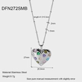 Detail of stainless steel heart necklace with dimensions 27mm and technical specs - Necklace - Silver - Multicolor Zirconia - Style B(DFN272SMB)