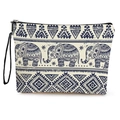 Beauty case con stampa geometrica di elefante, chiusura a zip e cinturino da polso - Stampa Geometrica Elefante Boho (SN-487)