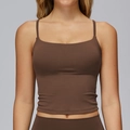 Débardeur de sport yoga marron cacao avec fines bretelles et coupe ajustée minimaliste - Brun Chocolat