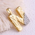 Micro-set zircon letter N pendant with golden finish and silver rhinestone inlay - Pendant Only / Letter: N