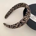 Classic leopard print padded headband with premium fabric texture for women - Light Leopard Large Headband