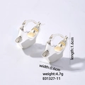 Polished silver stainless steel U-shaped hollow geometric earrings measuring 1.6cm by 0.6cm - Silver-Geometric Polyhedron