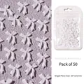 50 pieces of white resin bow nail charms with long ribbons in 10x13.5mm size - Long Ribbon Bow / White