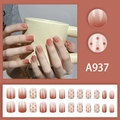 Rote Farbverlauf- und Polka-Dot-Kunstnägel in quadratisch-ovaler Form mit Glanzeffekt - A937 (Kleber-Stil)