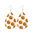Faux leather teardrop earrings featuring vintage orange basketball patterns on white base - Waterdrop/Basketball/No.13