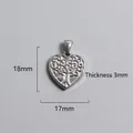 Silver heart pendant with Tree of Life relief, dimensions 18mm by 17mm and 3mm thickness - Tree of Life Heart Relief (P00033S)