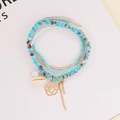 Bohemian multilayer beaded bracelet with sea shells pearls and rose pendants - 2# Blue Chain