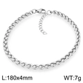 Bracciale a catena in acciaio inossidabile argento 180x4mm con ciondolo cuore - Argento-180x4mm(KB208480-GC)