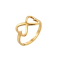 Minimalist gold adjustable stainless steel ring with infinity and double heart design - Infinity Heart / 072 Gold