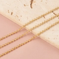 Macro shot of 2.4mm gold stainless steel bead chain with polished metallic texture - 2.4MM Thick Gold Chain (1 Meter)