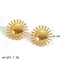 Minimalistische 18k vergoldete Edelstahl Ohrringe im Sonnendesign mit 28,4 mm Durchmesser - Goldener Stil (TE60521-G)