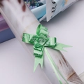 Close-up of green pull bow ribbon with rose pattern for Christmas gift decoration - Green Rose