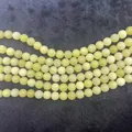 Perles rondes en pierre naturelle jaune pâle polie pour création de bijoux DIY, fils - 4mm (environ 90 pcs) / Jade Citron
