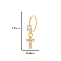 Gold earrings with white zircon cross pendants and precise size markings in centimeters - 16# Golden Yellow