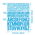 Self-adhesive bright blue vinyl alphabet stickers in 0.5, 1, and 1.5 inch sizes - Light Blue