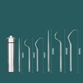 7-piece 304 stainless steel toothpick set with portable case and detailed dimensions - 6-Piece Set (3 Long + 3 Short + Case)