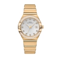 Orologio da donna di lusso in acciaio dorato con lunetta diamantata e data - Oro