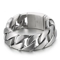 Polished silver 316L stainless steel Cuban link bracelet with secure box clasp design - 21.5cm / Matte Silver