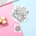 DIY children's round fan with carousel coloring pattern and reference card - Carousel