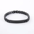 Mattschwarzes Herrenarmband aus Edelstahl mit gravierbarer ID-Platte im coolen Hip-Hop-Stil - Schwarz