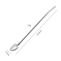Variante cuillère paille en acier inoxydable avec design pelle et mesures de longueur - Cuillère Pointue Lisse - Argent