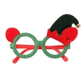 Green glitter Christmas elf party glasses with red ears and gold bells decoration - SDYJ-5-16 Green Elf Hat