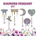 DIY 5D diamond painting wind chime pendants set with colorful crystals and butterflies - DZ-47 Butterfly/Dragonfly 6-Piece Set