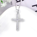 S925 sterling silver cross pendant necklace with sparkling white zircons for women - D198 Pavé Cross / White Gold Pendant Only