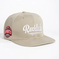 Khaki flat brim snapback hat featuring Reckless embroidery and USA Sports side patch - Adjustable / Khaki
